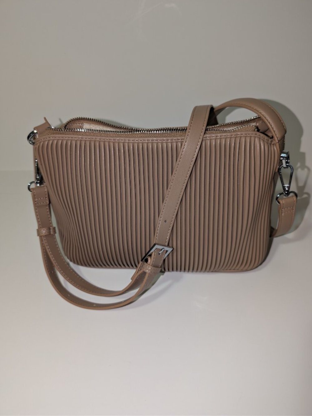 Pixie Mood Ella Large Pleated Shoulder Crossbody Bag Taupe